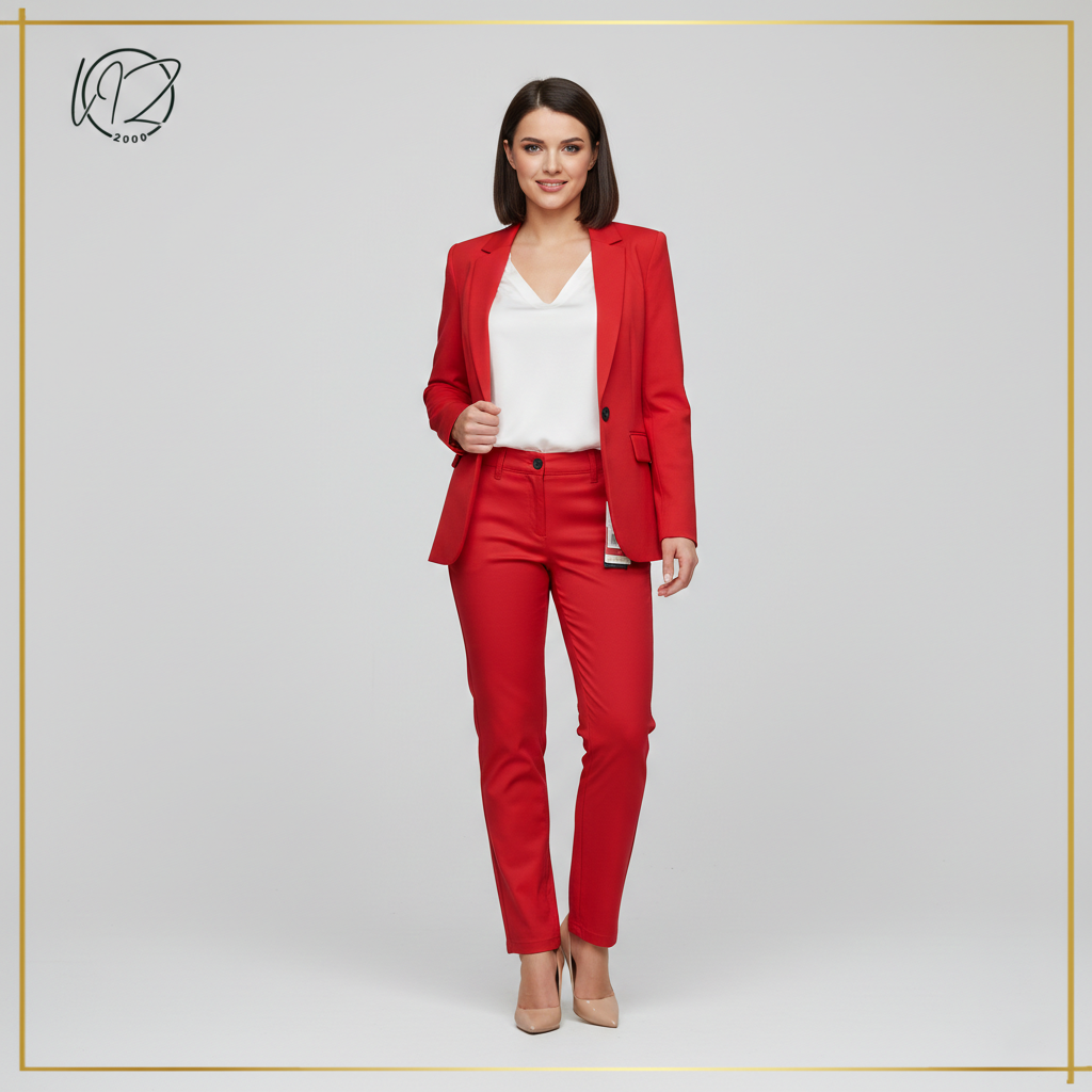 Ladies Slim-Fit Pants – Bold Red