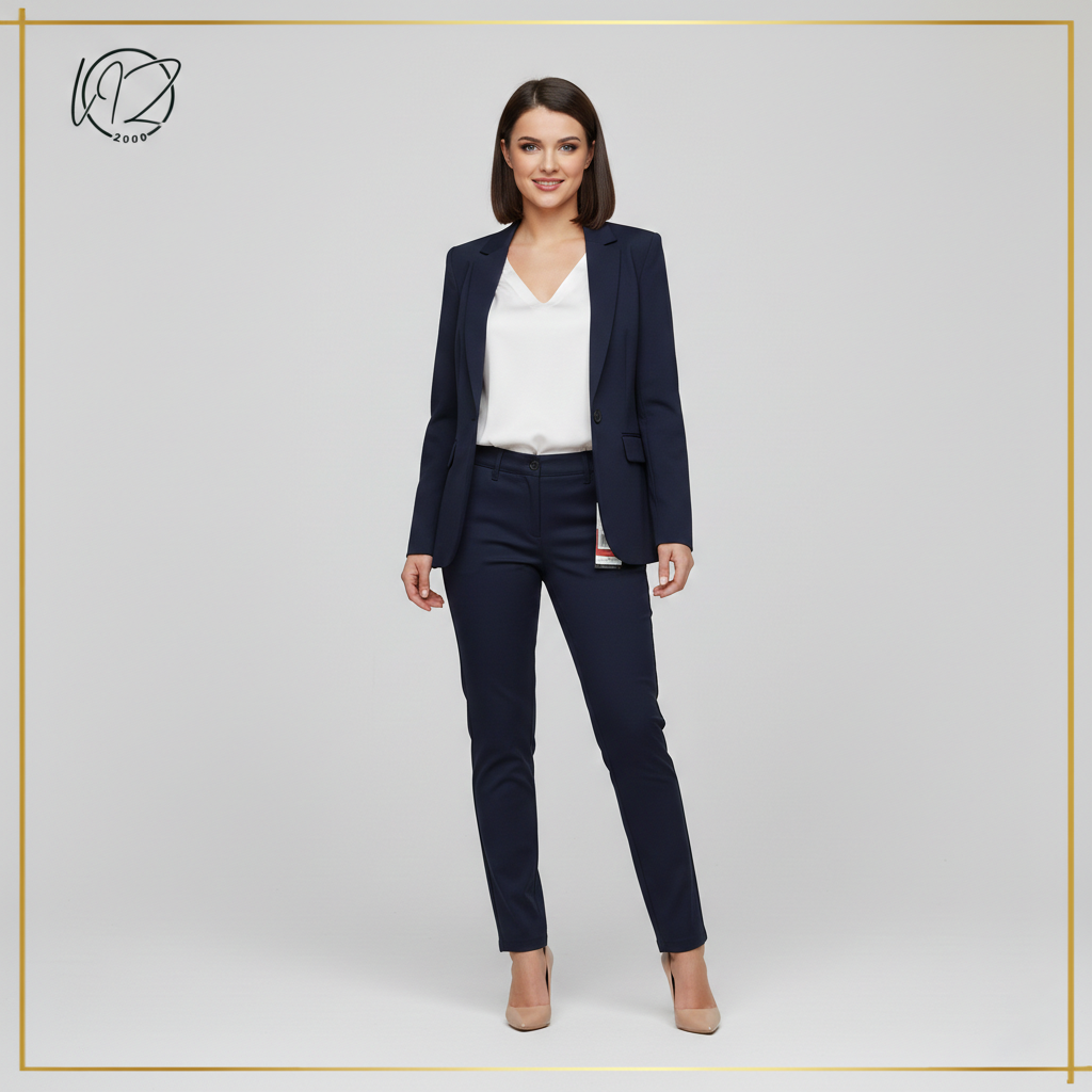 Ladies Slim-Fit Pants – Navy Blue